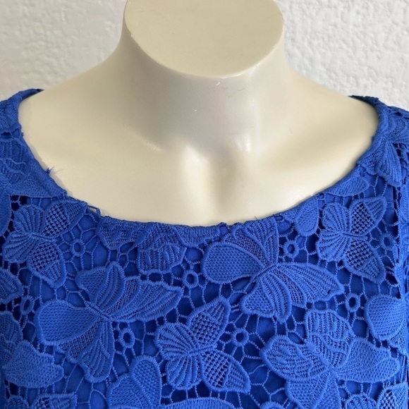Nwt TALBOTS floral w/fringe blue top SZ 14 - Picture 8 of 10